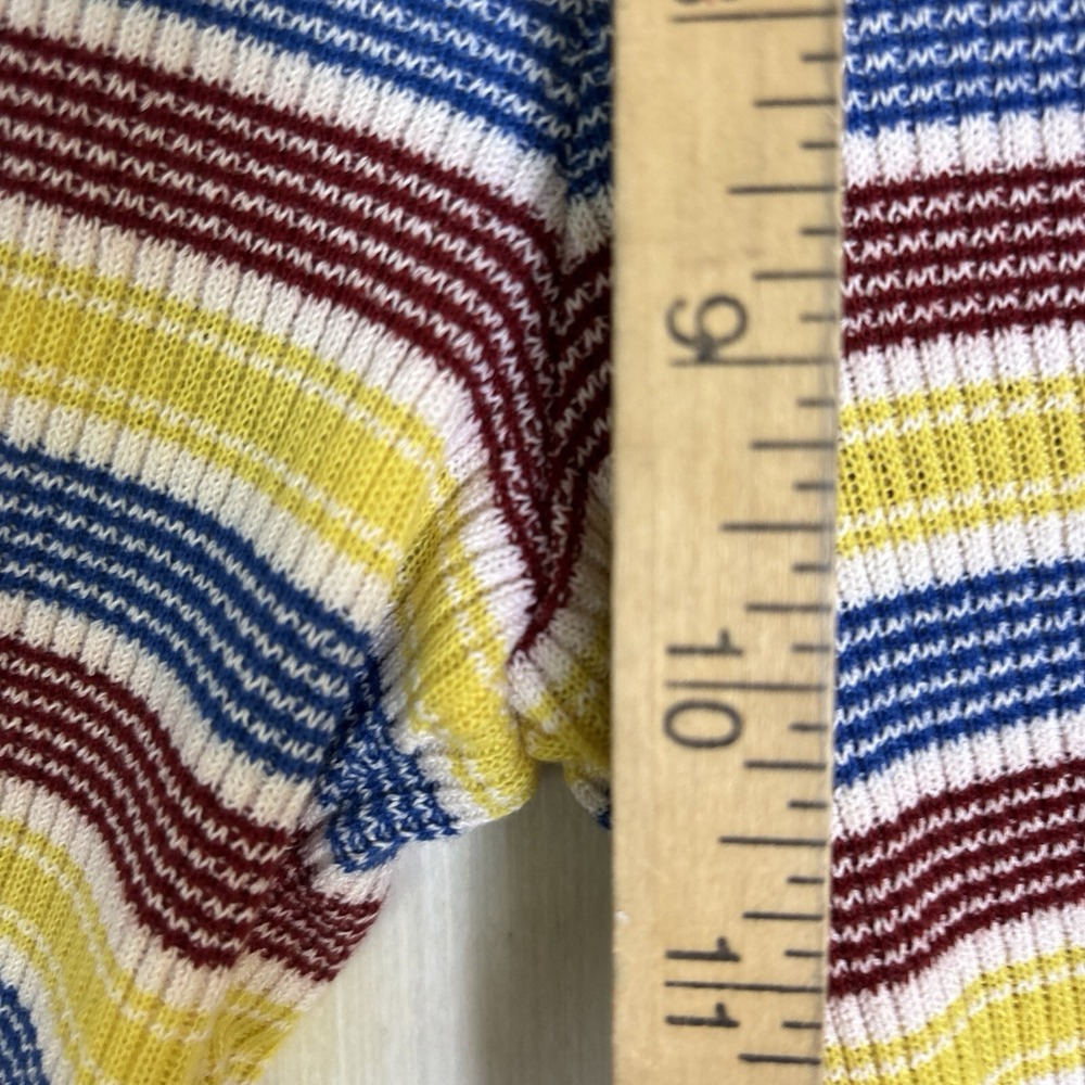 Zara Pants Womens Sz S Knit Striped Colorful Pull On Yellow Red Blue Ribbed - Picture 7 of 12